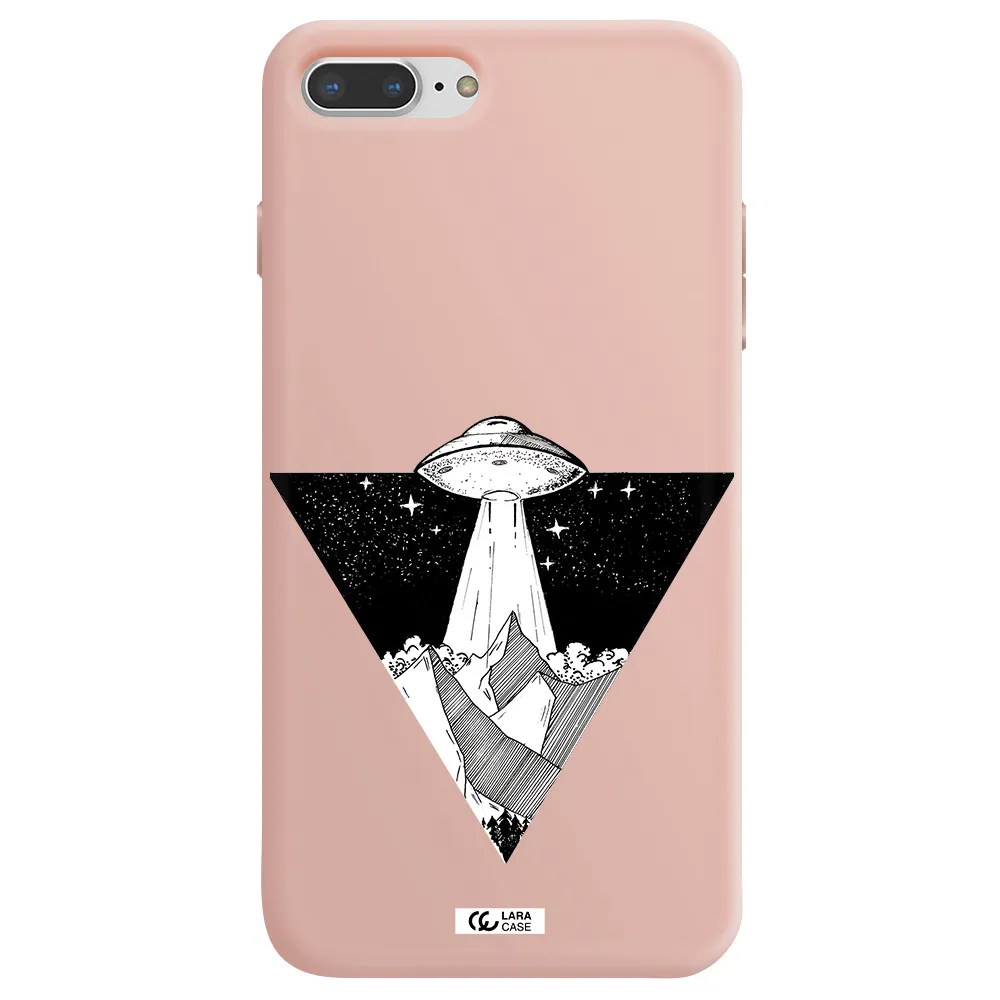 a triangle with a ufo in the sky Apple iPhone 7 plus Silicone pastel pink Case