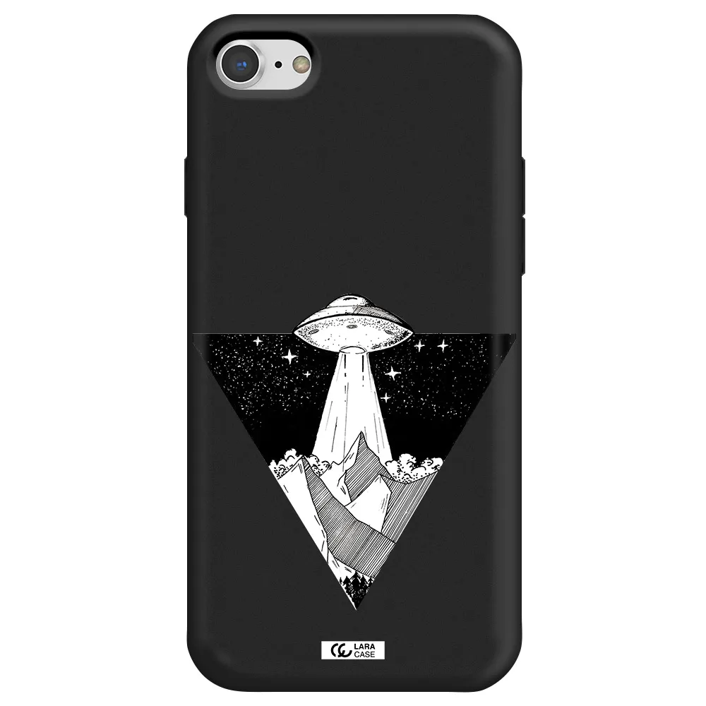a triangle with a ufo in the sky Apple iPhone 7 Silicone black Case