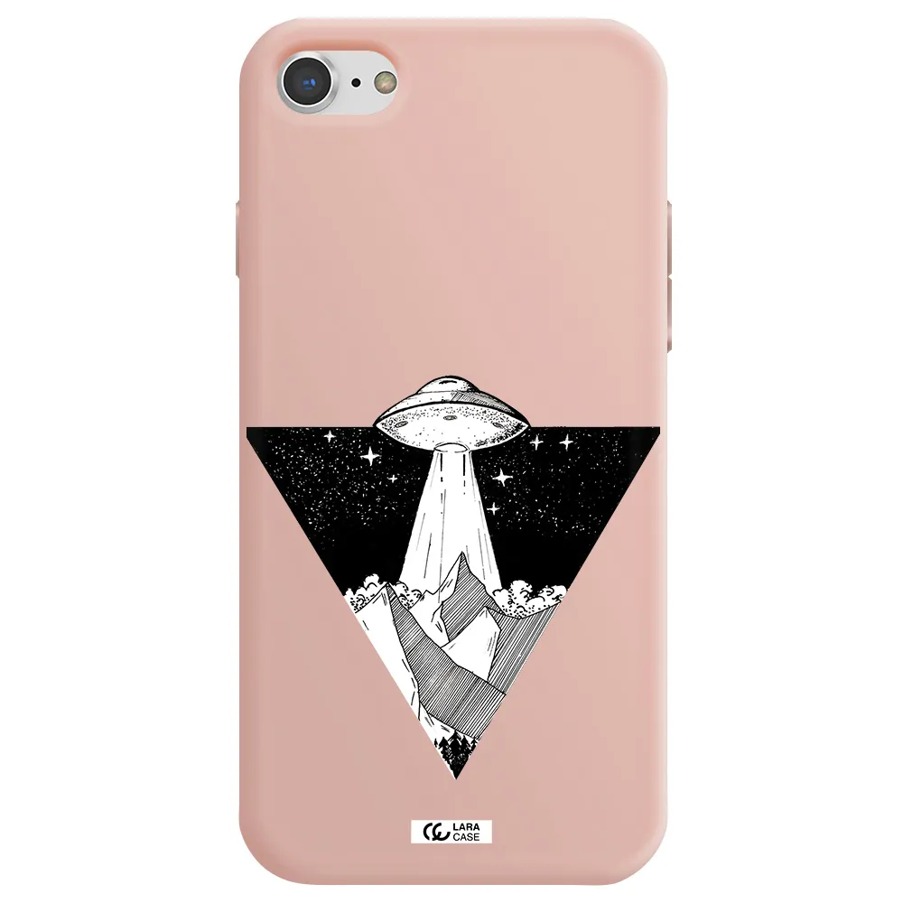 a triangle with a ufo in the sky Apple iPhone 7 Silicone pastel pink Case