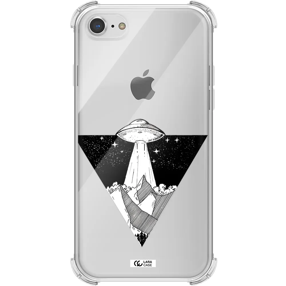 a triangle with a ufo in the sky Apple iPhone 8 Clear PC Case