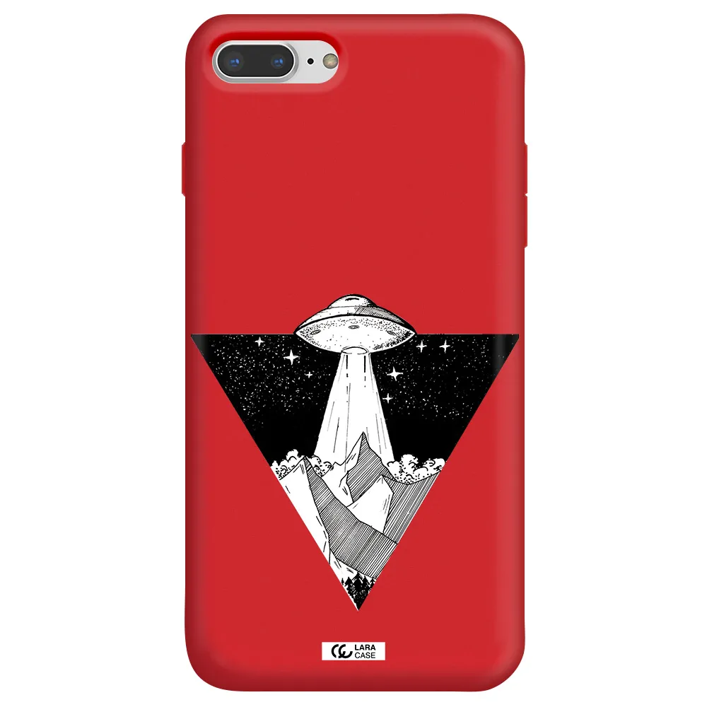 a triangle with a ufo in the sky Apple iPhone 8 plus Silicone Imperial Red Case