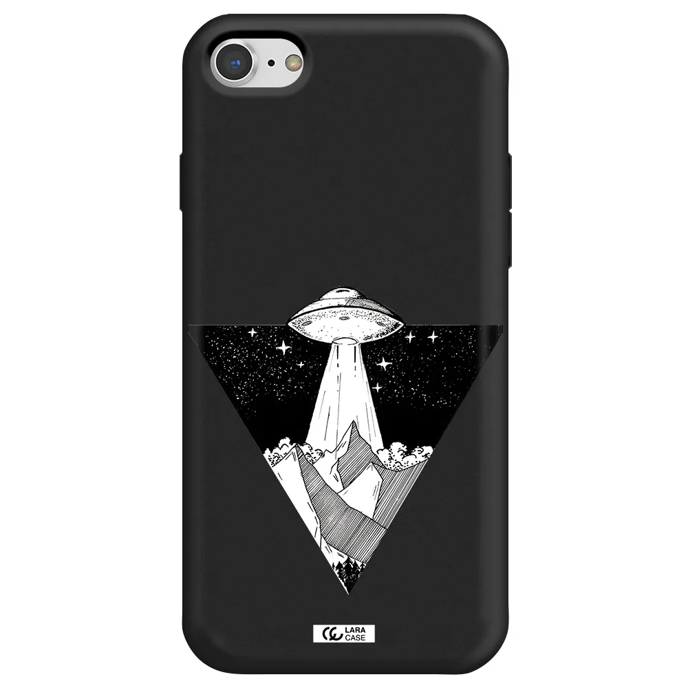 a triangle with a ufo in the sky Apple iPhone 8 Silicone black Case