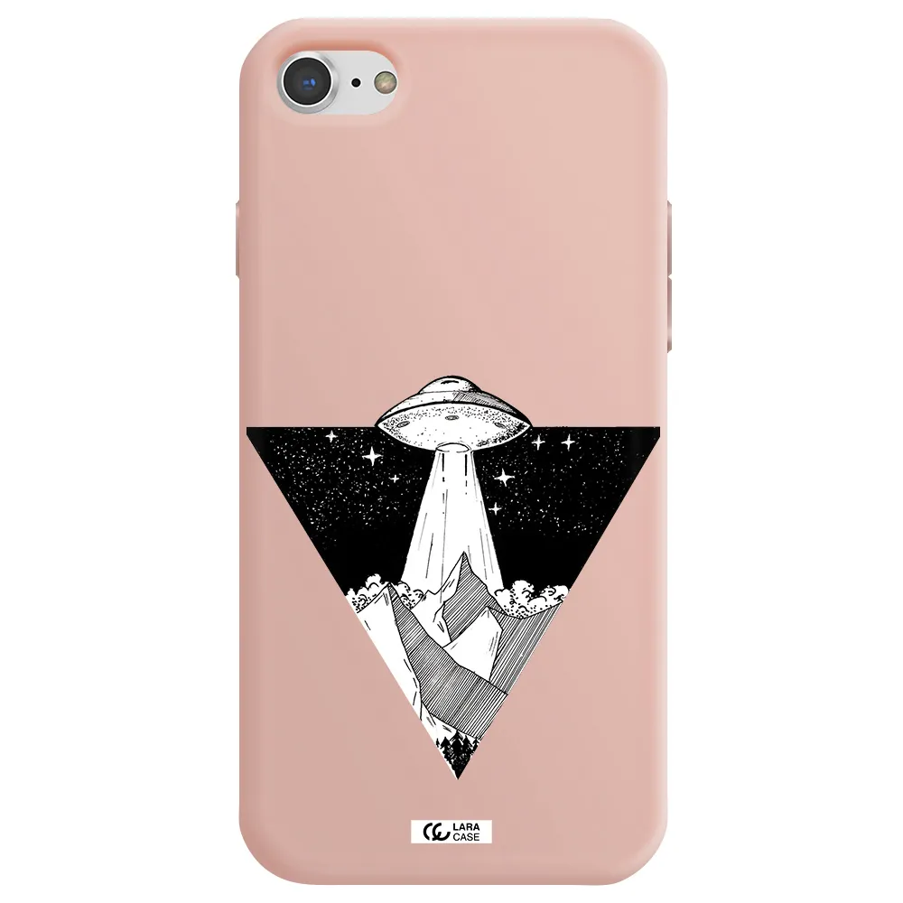 a triangle with a ufo in the sky Apple iPhone 8 Silicone pastel pink Case