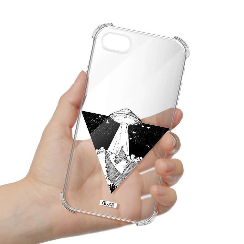 a triangle with a ufo in the sky Apple iPhone se 2020 Clear PC Case