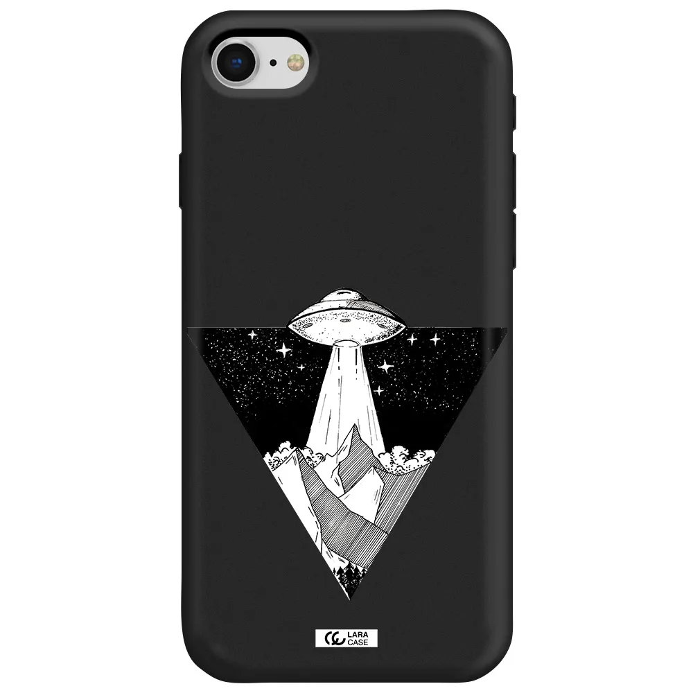 a triangle with a ufo in the sky Apple iPhone se 2020 Silicone black Case