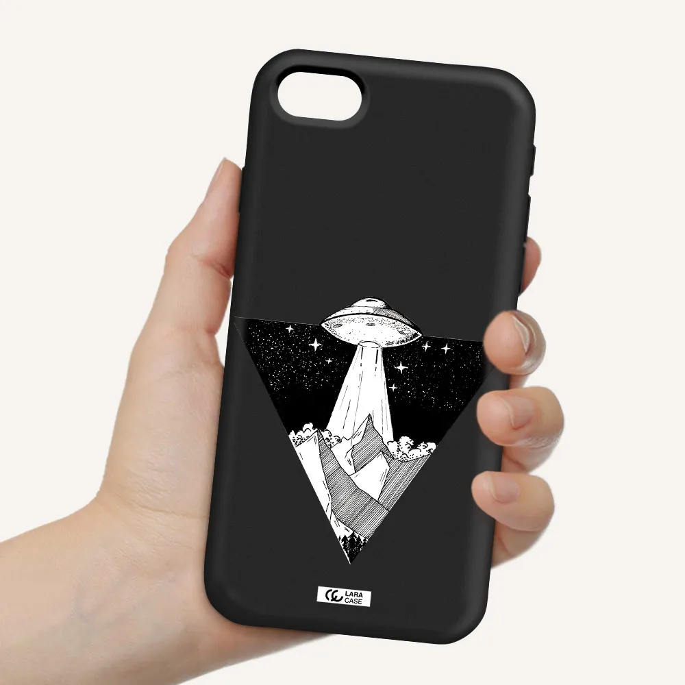 a triangle with a ufo in the sky Apple iPhone se 2020 Silicone black Case