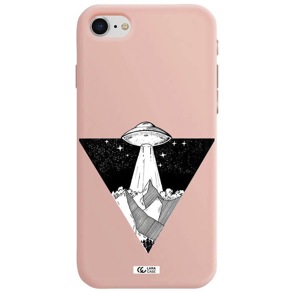 a triangle with a ufo in the sky Apple iPhone se 2020 Silicone pastel pink Case