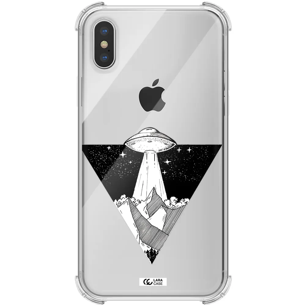 a triangle with a ufo in the sky Apple iPhone X Clear PC Case