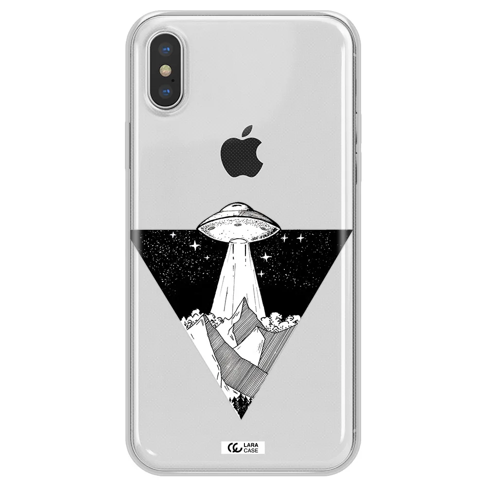 a triangle with a ufo in the sky Apple iPhone X Clear TPU Case