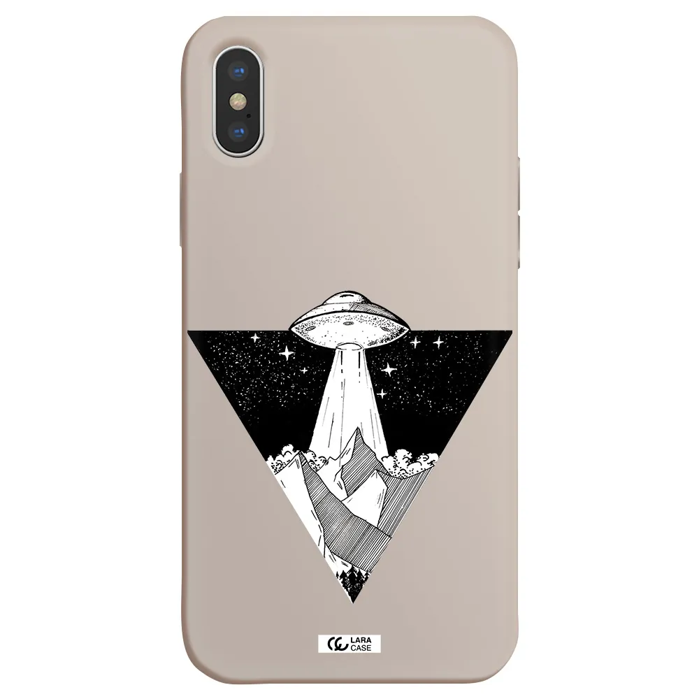 a triangle with a ufo in the sky Apple iPhone X Silicone Stone Case