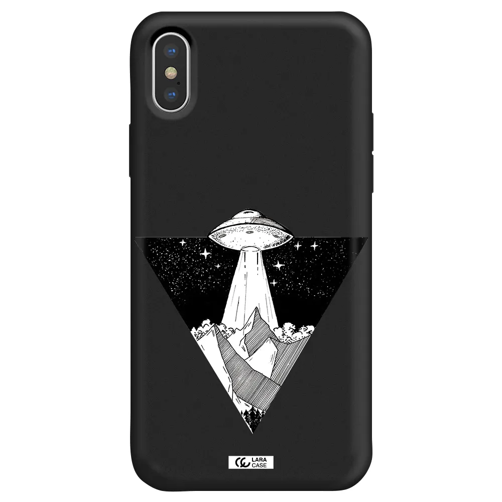 a triangle with a ufo in the sky Apple iPhone XS Silicone black Case