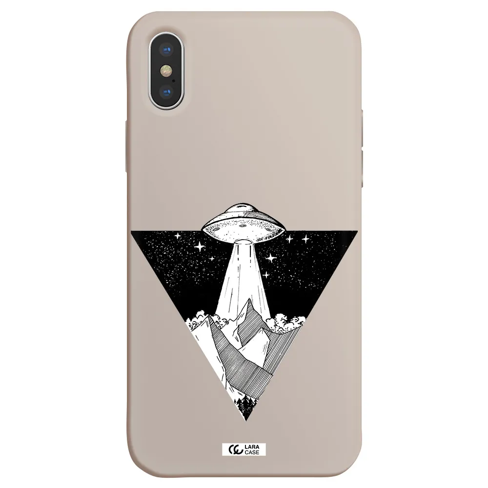 a triangle with a ufo in the sky Apple iPhone XS Silicone Stone Case
