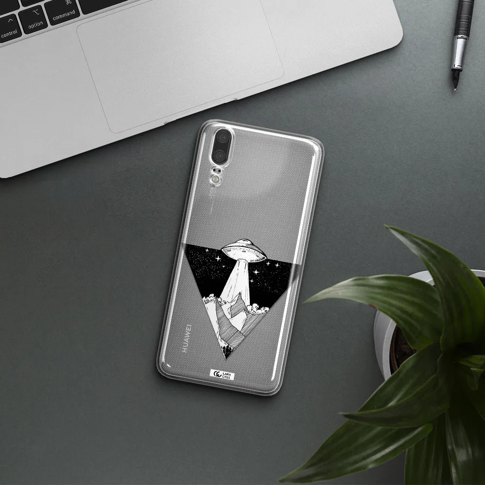 a triangle with a ufo in the sky Huawei P20 Clear TPU Case