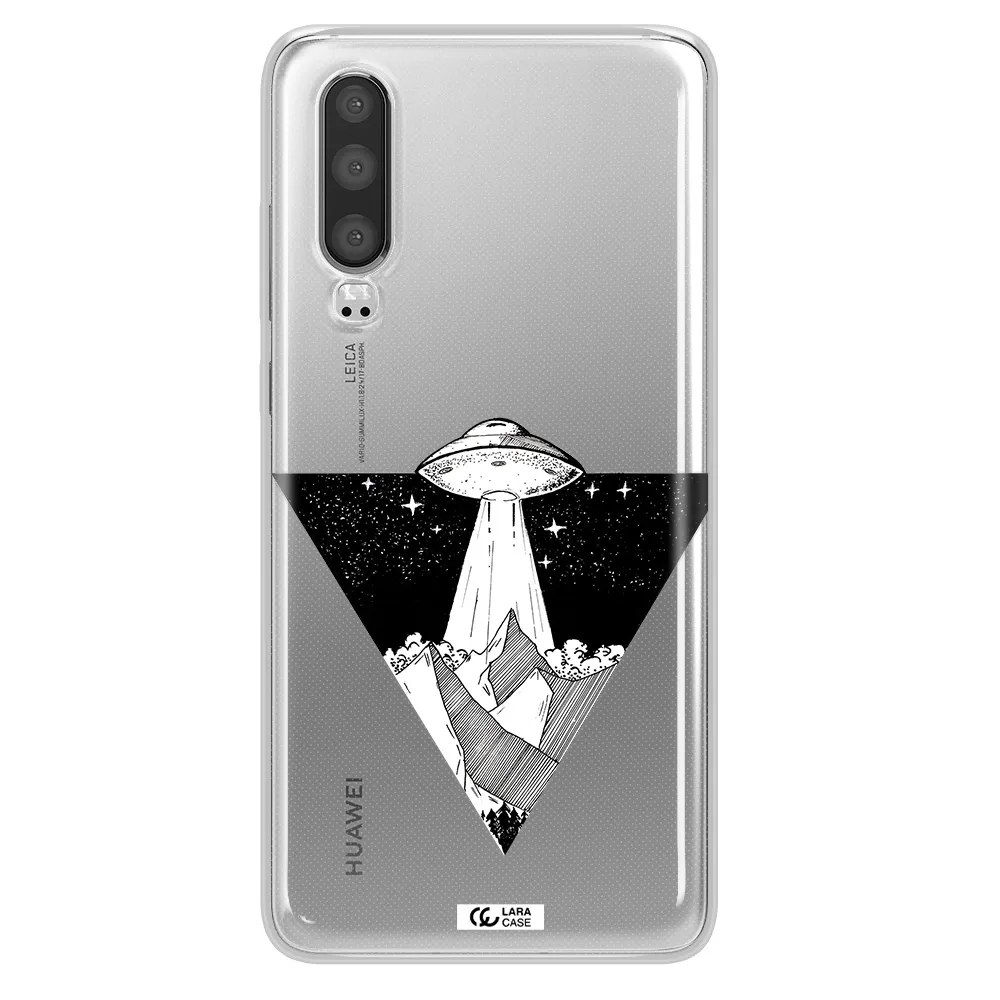 a triangle with a ufo in the sky Huawei P30 Clear TPU Case