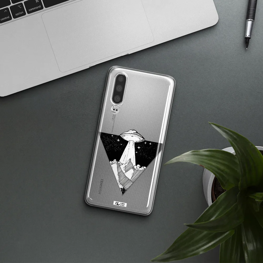 a triangle with a ufo in the sky Huawei P30 Clear TPU Case