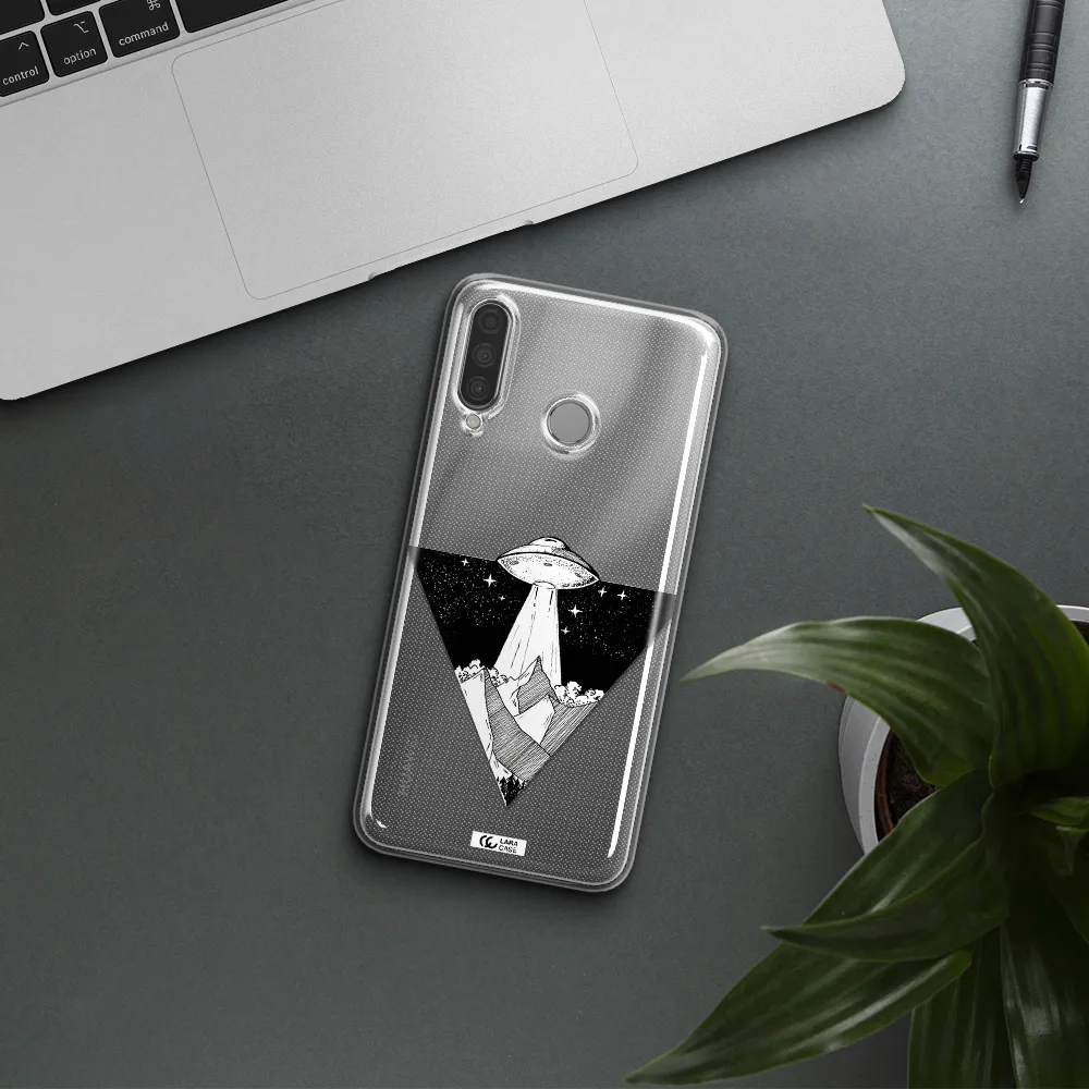 a triangle with a ufo in the sky Huawei P30 Lite Clear TPU Case