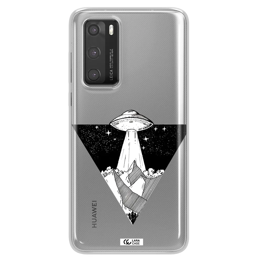 a triangle with a ufo in the sky Huawei P40 Clear TPU Case