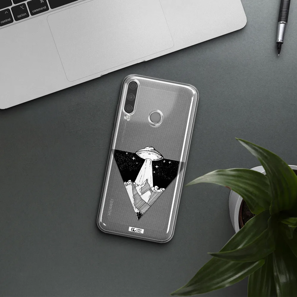 a triangle with a ufo in the sky Huawei P40 Lite E Clear TPU Case