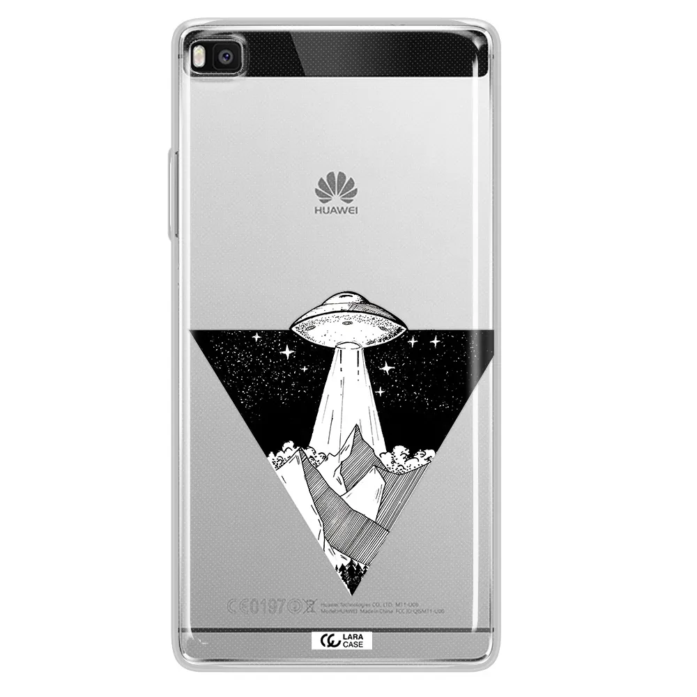 a triangle with a ufo in the sky Huawei P8 Clear TPU Case