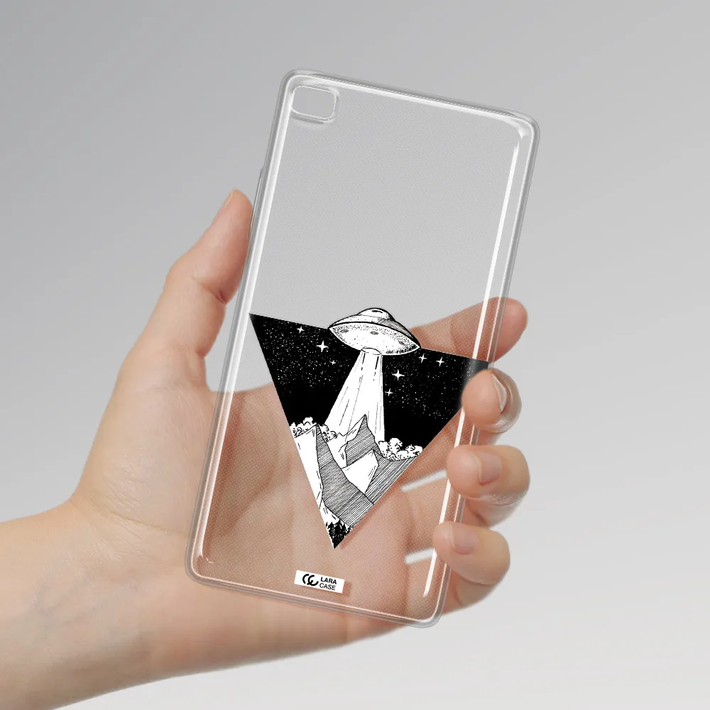 a triangle with a ufo in the sky Huawei P8 Clear TPU Case