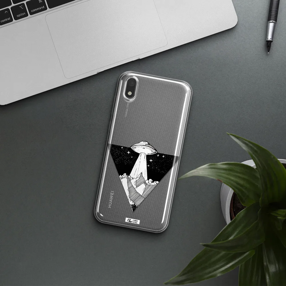 a triangle with a ufo in the sky Huawei Y5 2019 Clear TPU Case
