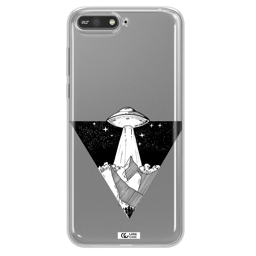 a triangle with a ufo in the sky Huawei Y6 2018 Clear TPU Case