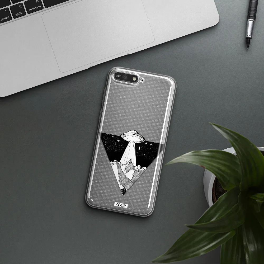a triangle with a ufo in the sky Huawei Y6 2018 Clear TPU Case