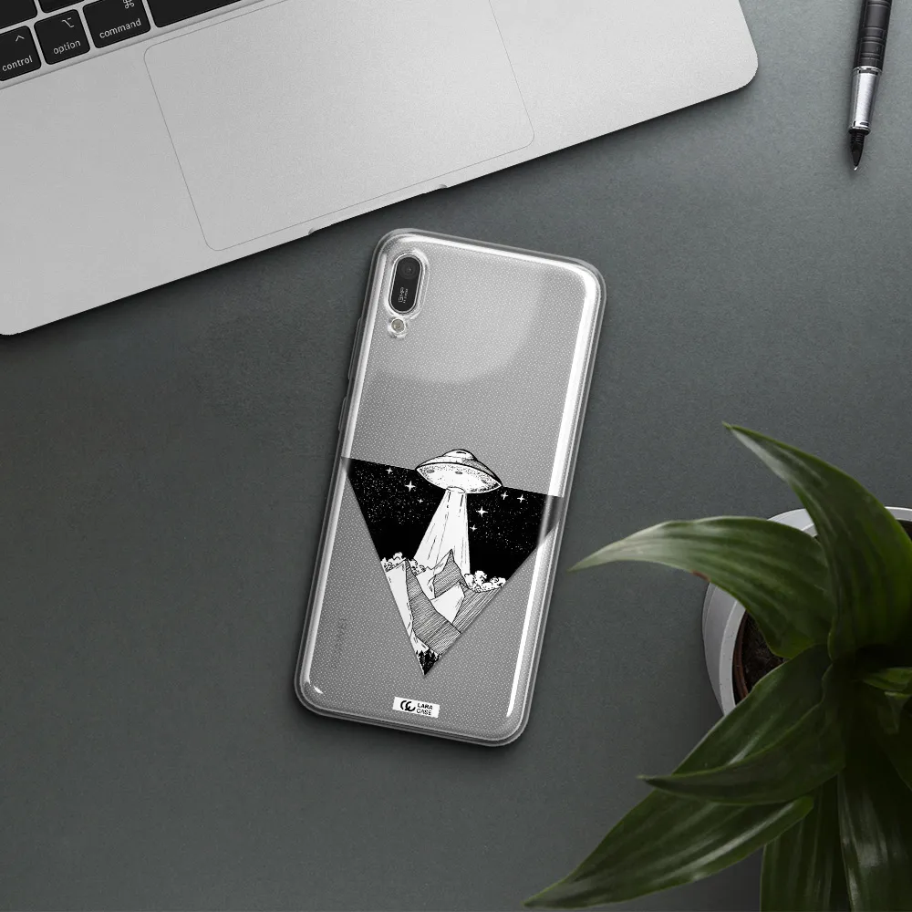 a triangle with a ufo in the sky Huawei Y6 Pro 2019 Clear TPU Case