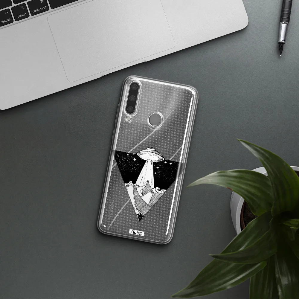 a triangle with a ufo in the sky Huawei Y6P Clear TPU Case