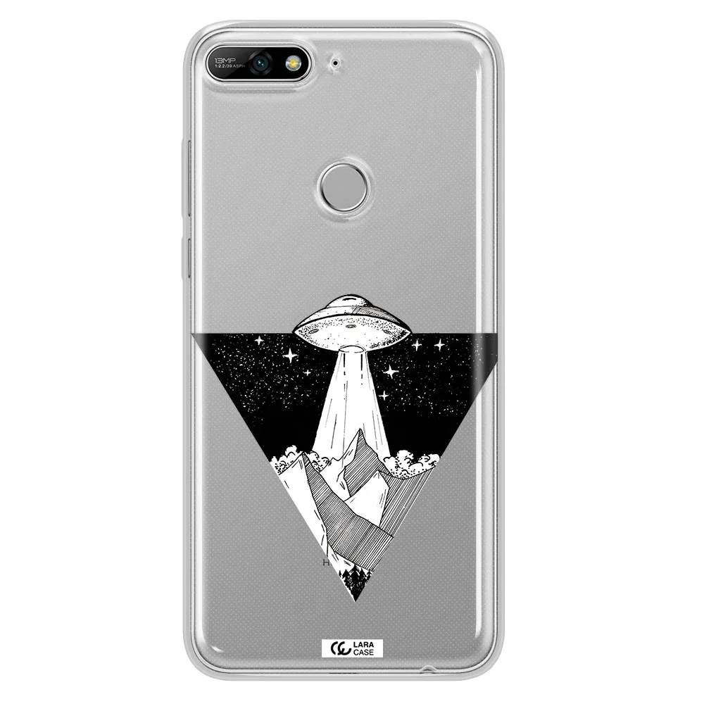 a triangle with a ufo in the sky Huawei Y7 2018 Clear TPU Case