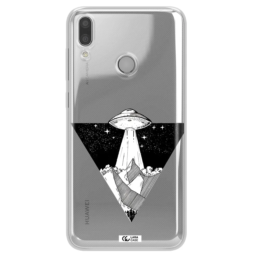 a triangle with a ufo in the sky Huawei Y7 2019 Clear TPU Case