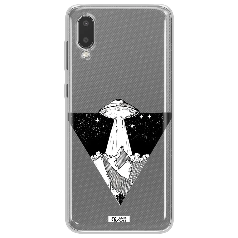 a triangle with a ufo in the sky Samsung A02 Clear TPU Case