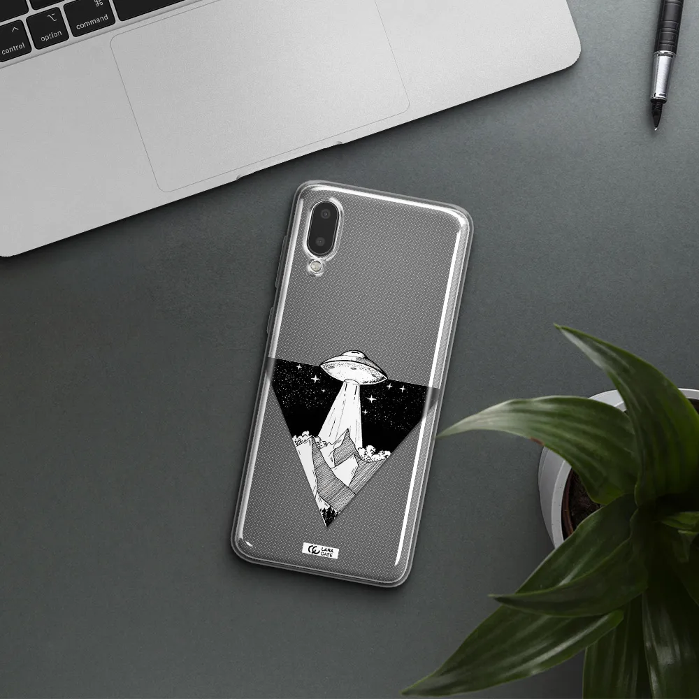 a triangle with a ufo in the sky Samsung A02 Clear TPU Case