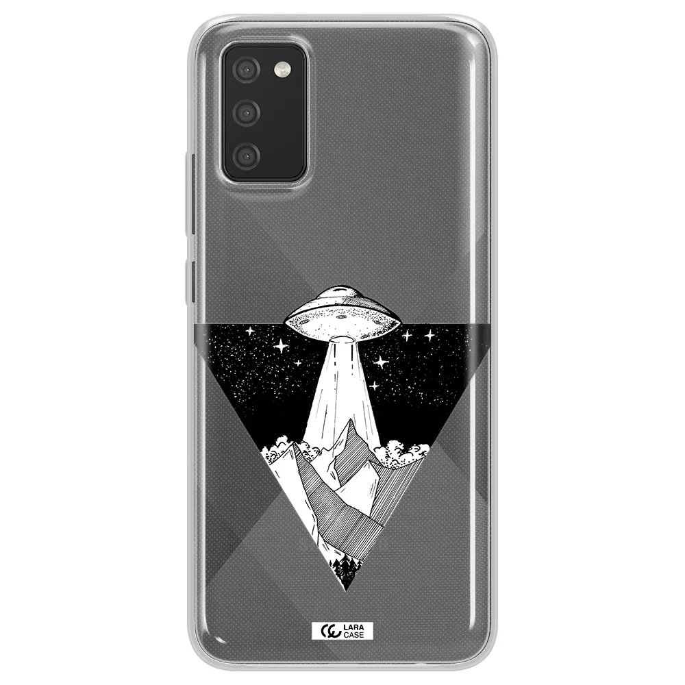 a triangle with a ufo in the sky Samsung A02S Clear TPU Case