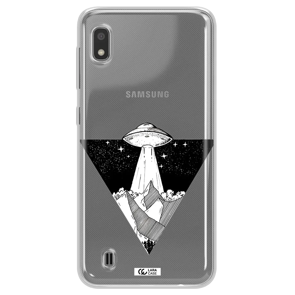 a triangle with a ufo in the sky Samsung A10 Clear TPU Case