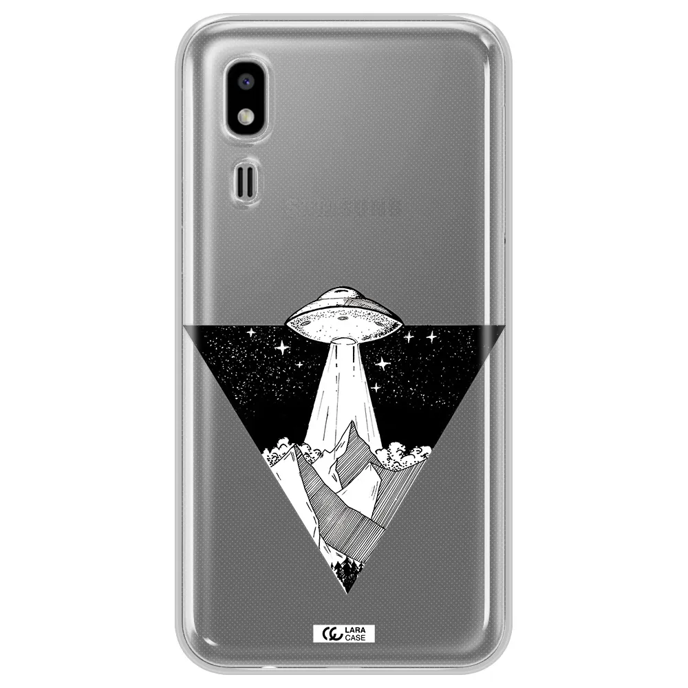a triangle with a ufo in the sky Samsung A2 Core Clear TPU Case
