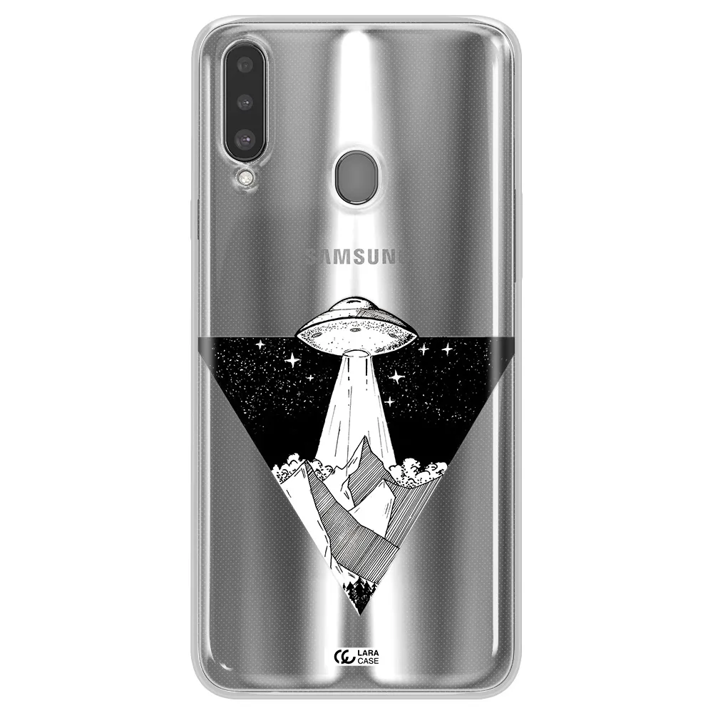 a triangle with a ufo in the sky Samsung A20S Clear TPU Case