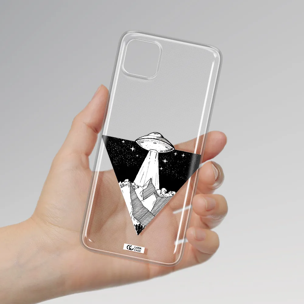 a triangle with a ufo in the sky Samsung A22 5g Clear TPU Case