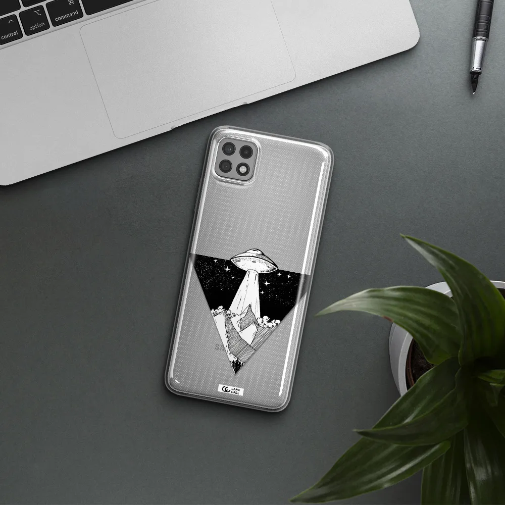 a triangle with a ufo in the sky Samsung A22 5g Clear TPU Case