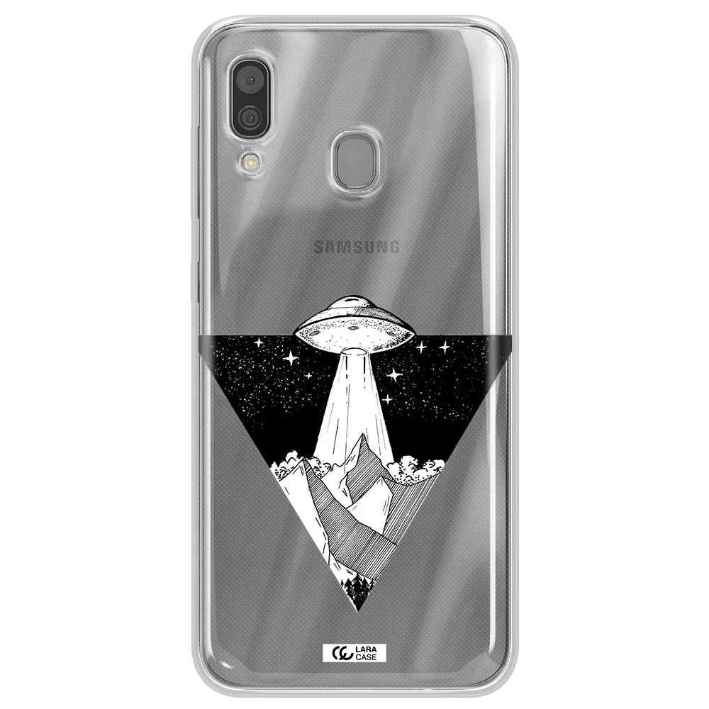 a triangle with a ufo in the sky Samsung A30 Clear TPU Case