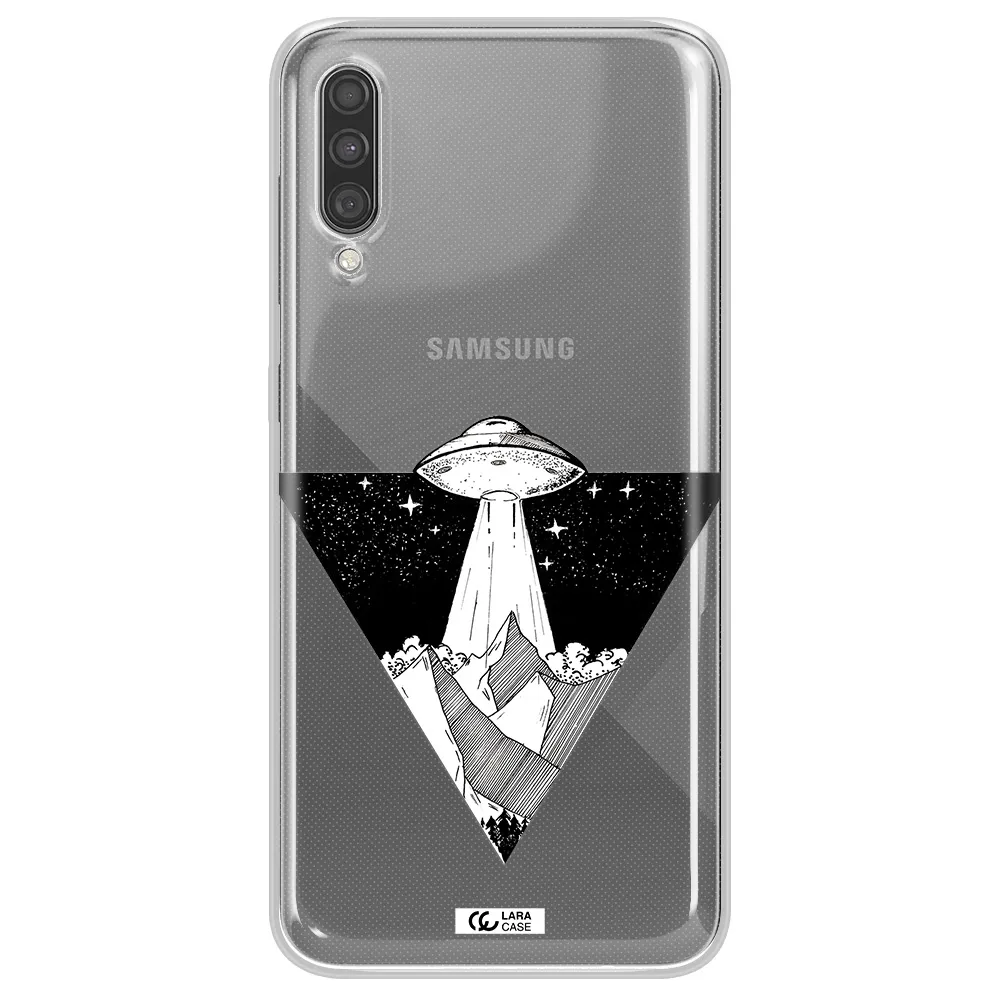 a triangle with a ufo in the sky Samsung A30S Clear TPU Case
