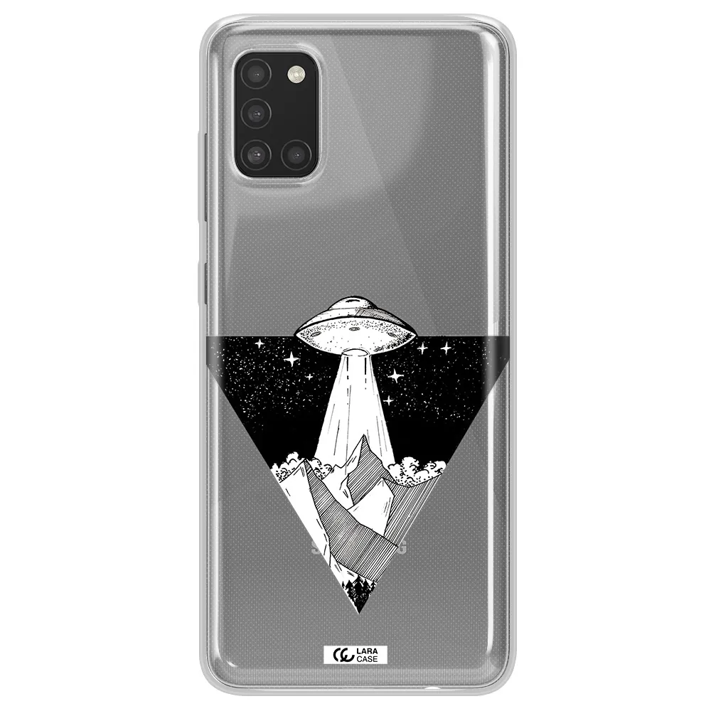 a triangle with a ufo in the sky Samsung A31 Clear TPU Case