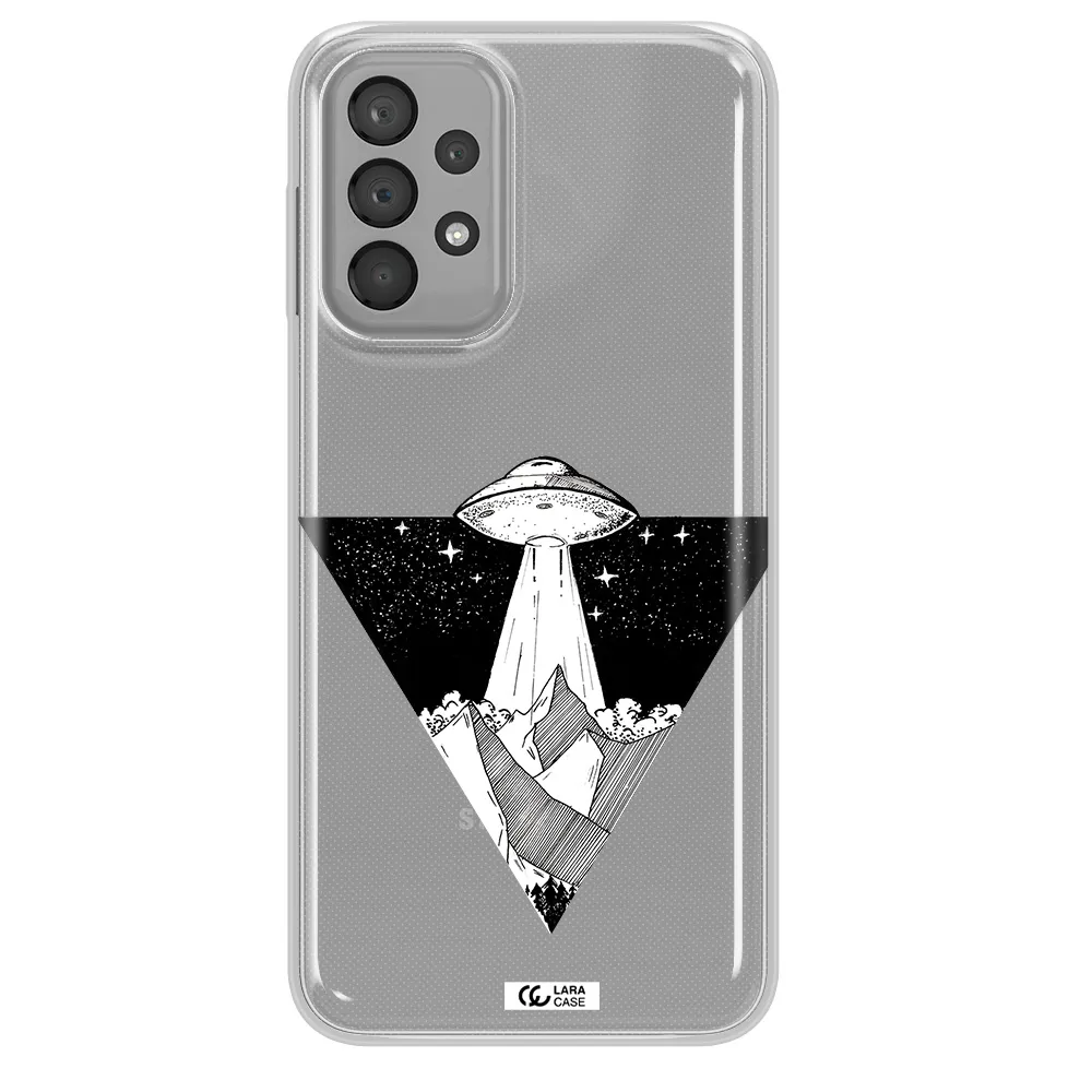 a triangle with a ufo in the sky Samsung A33 Clear TPU Case