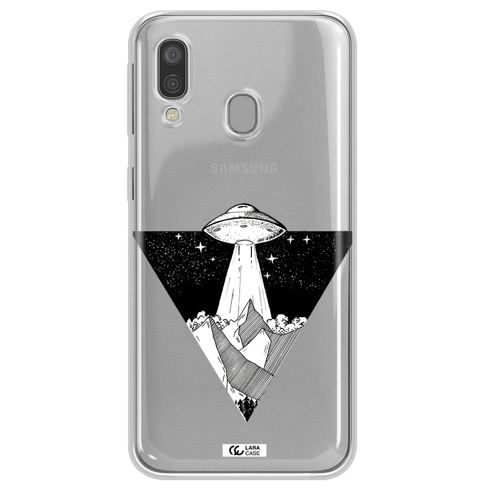 a triangle with a ufo in the sky Samsung A40 Clear TPU Case