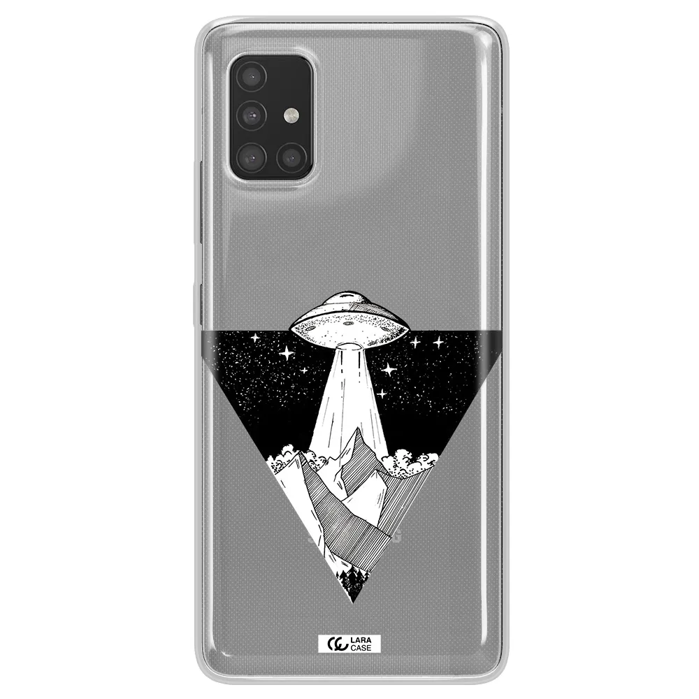 a triangle with a ufo in the sky Samsung A51 Clear TPU Case