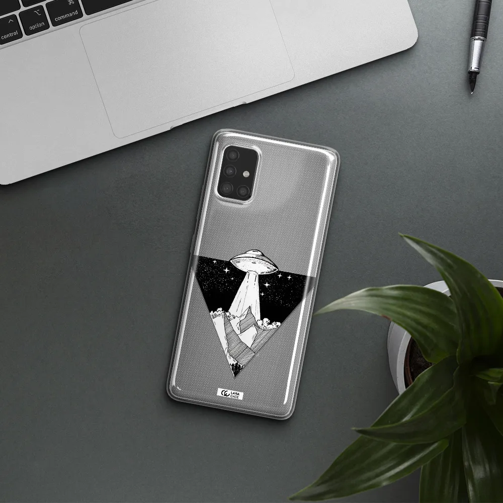 a triangle with a ufo in the sky Samsung A51 Clear TPU Case