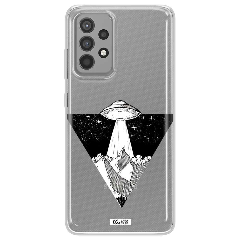 a triangle with a ufo in the sky Samsung A52 Clear TPU Case