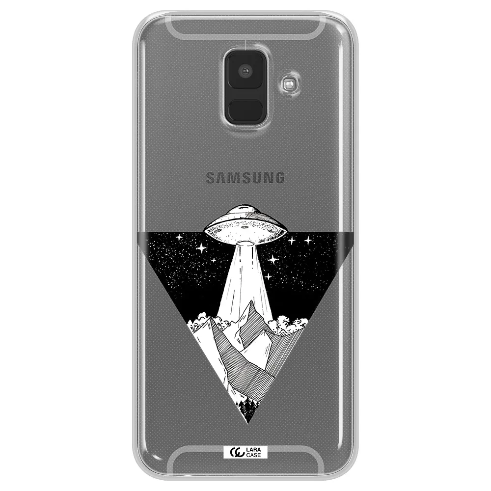 a triangle with a ufo in the sky Samsung A6 Clear TPU Case