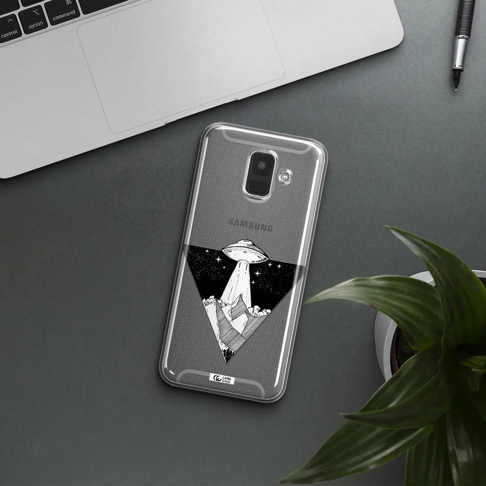 a triangle with a ufo in the sky Samsung A6 Clear TPU Case