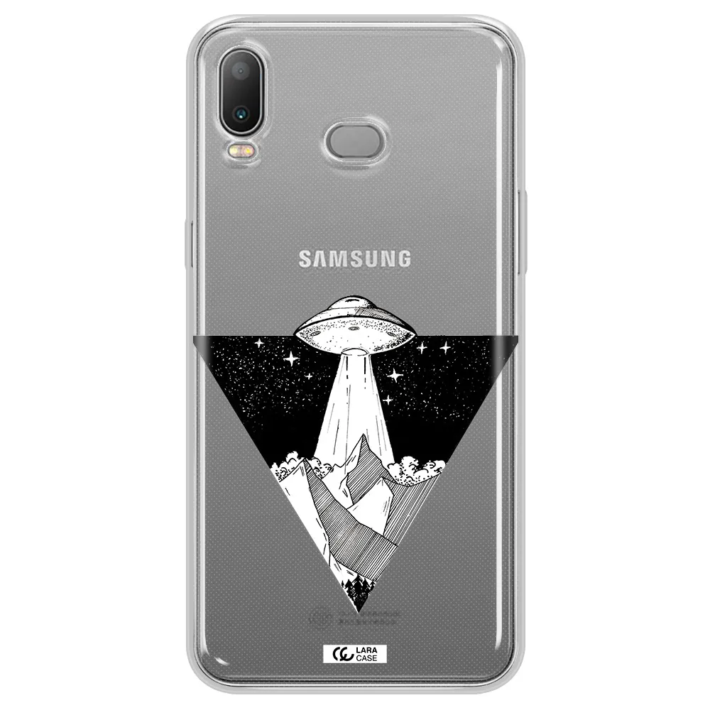 a triangle with a ufo in the sky Samsung A6S Clear TPU Case